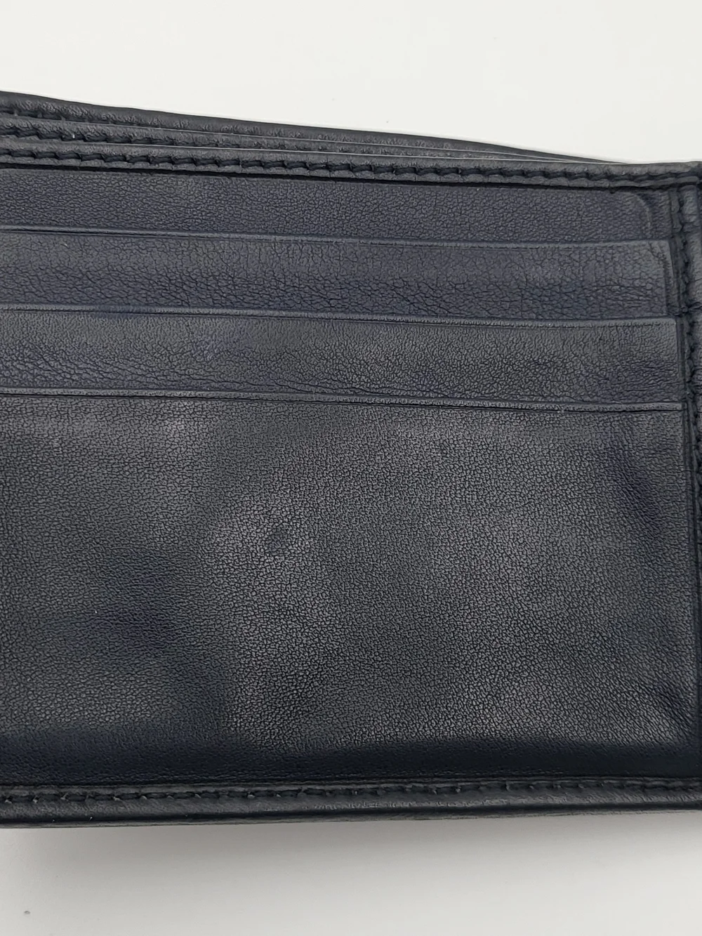 Gucci Royal Blue Embossed Leather Bifold Wallet with Beige/Blue Web Stripe Auth.